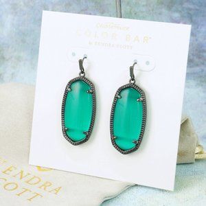 Kendra Scott Elle Cat's Eye Emerald Green Earrings Gunmetal Tone